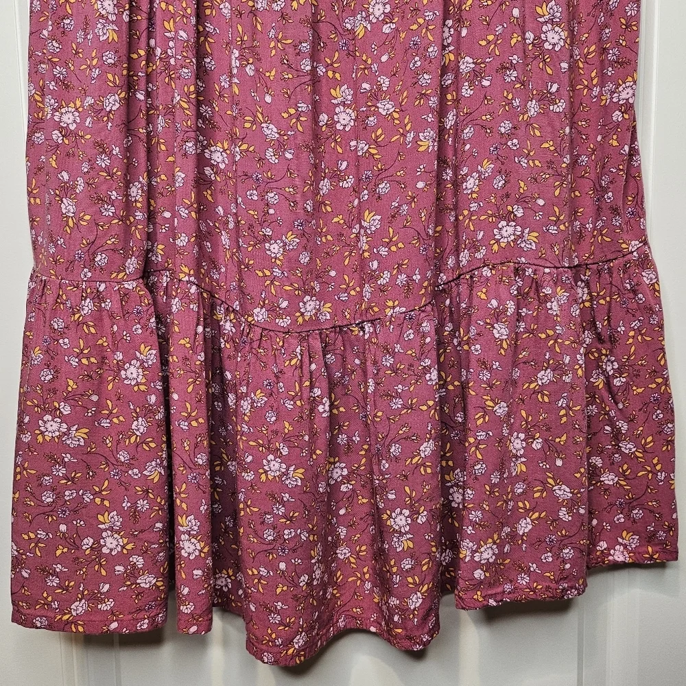 Girls Sundress Floral Pink Tiered Size 16 Boho Summer Dress Adjustable Straps - Picture 6 of 15